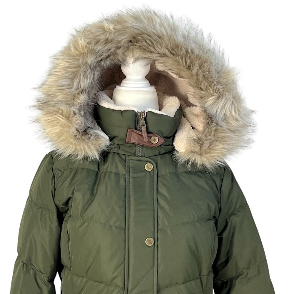 Lauren RALPH LAUREN FAUX FUR LINED HOODED DOWN PUFFER COAT STYLE # 24658 NWT - Picture 2 of 16